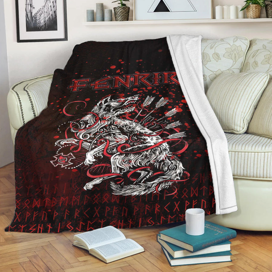 Ligerking Premium Blanket - Fenrir and Arrow on Blood Background Premium Blanket A35