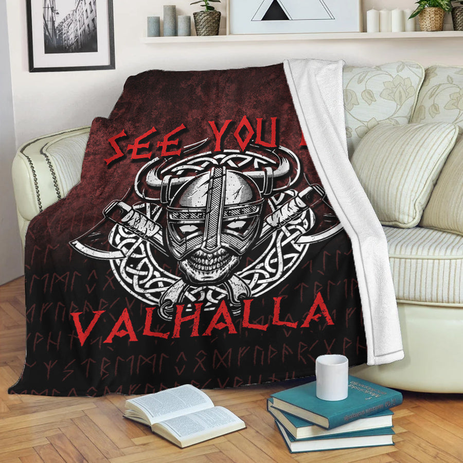 Ligerking Premium Blanket -Viking Axe Norse Warrior See You In Valhalla Premium Blanket A7