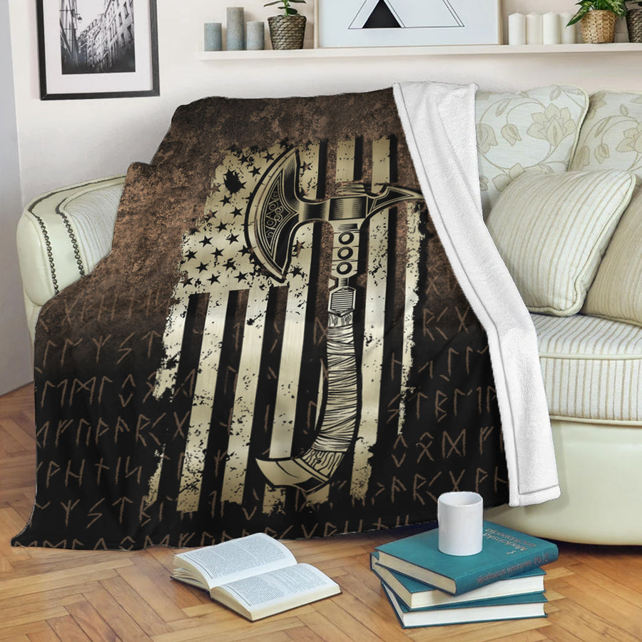 Ligerking Premium Blanket - USA Flag Viking Cool American Norsemen Premium Blanket A7