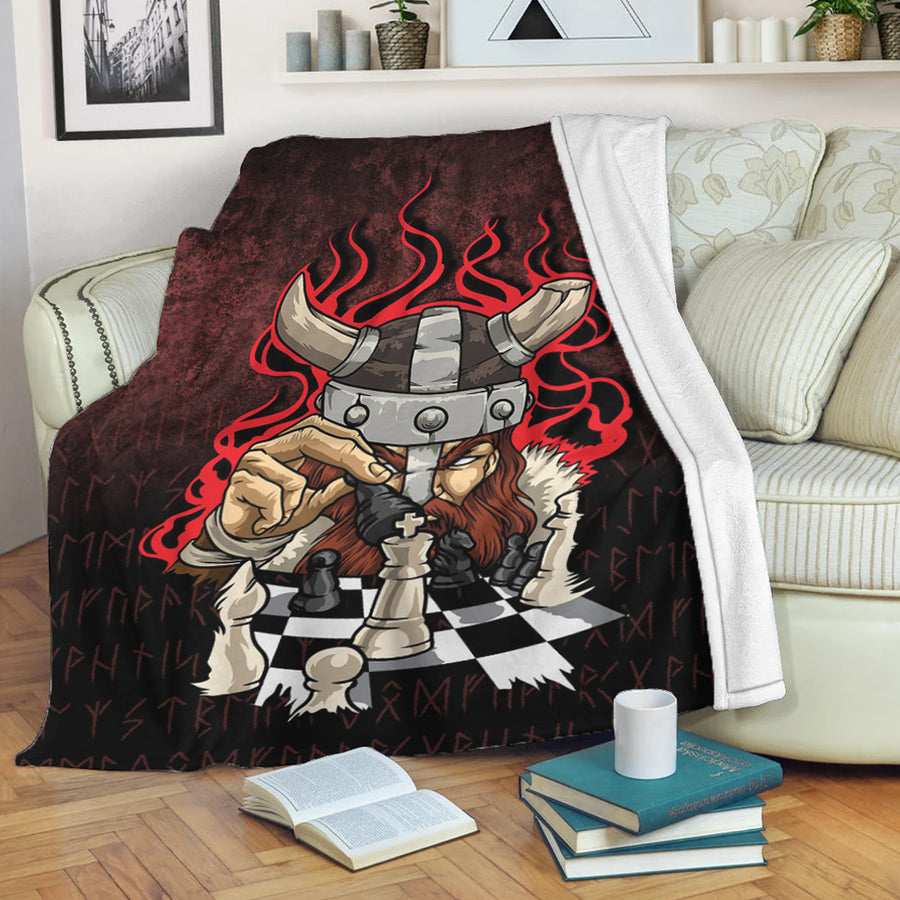 Ligerking Premium Blanket - Brave Viking With Chessboard Chess Premium Blanket A7