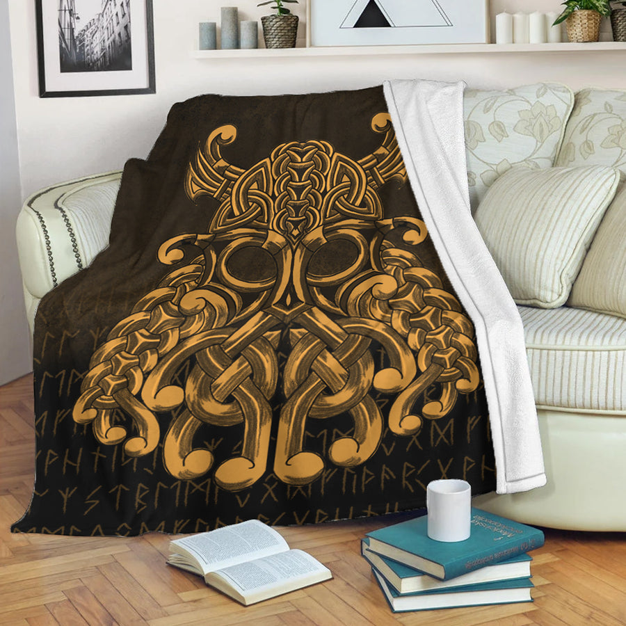 Ligerking Premium Blanket - Vikings Odin Valhalla - Gold Version Premium Blanket A7
