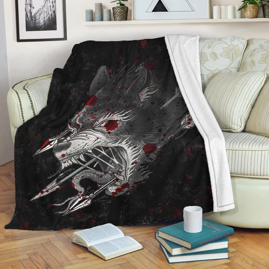 Ligerking Premium Blanket -Fenrir Wolf Arrow and Blood Premium Blanket A35