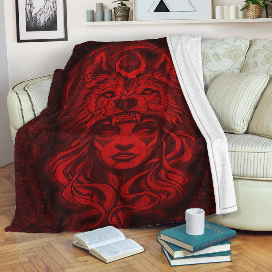 Ligerking Premium Blanket - Valkyries And Bear Raven Turquoise Premium Blanket A95