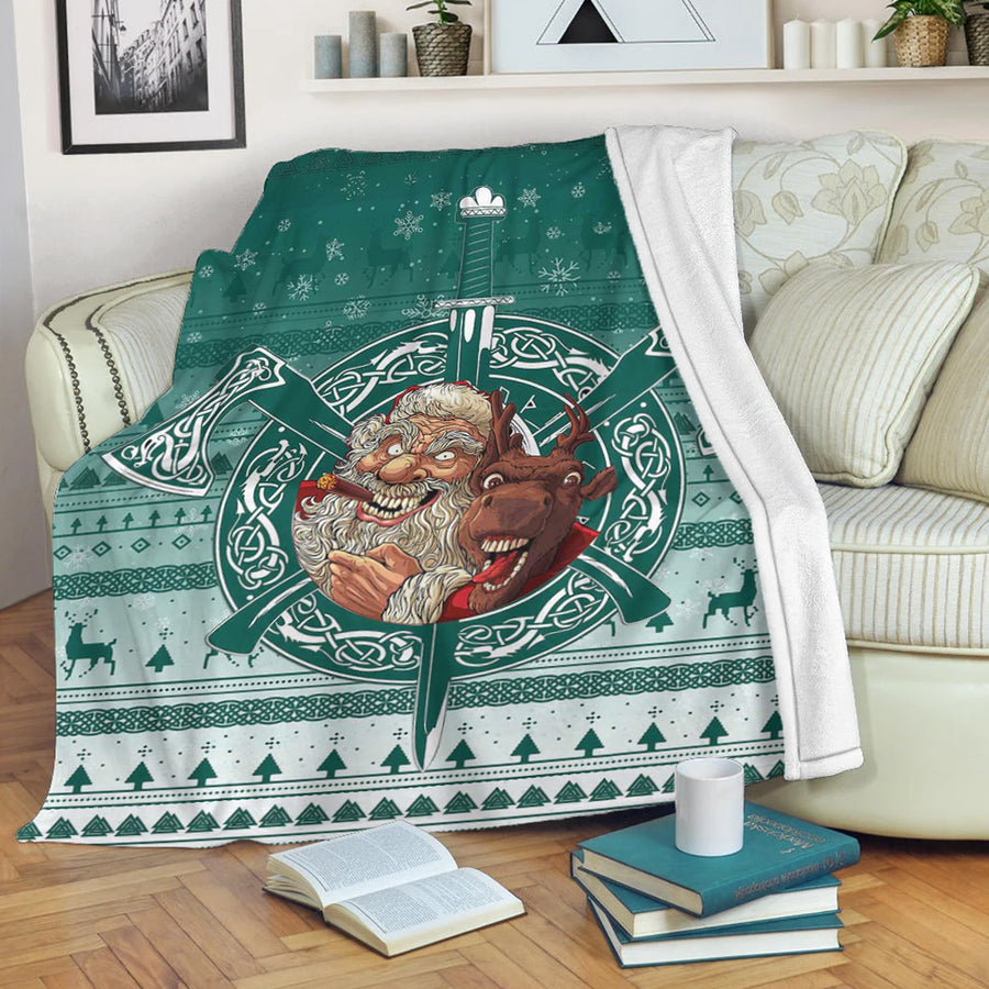 Ligerking Premium Blanket -Viking Santa and Reindeer Christmas Pattern Premium Blanket A94
