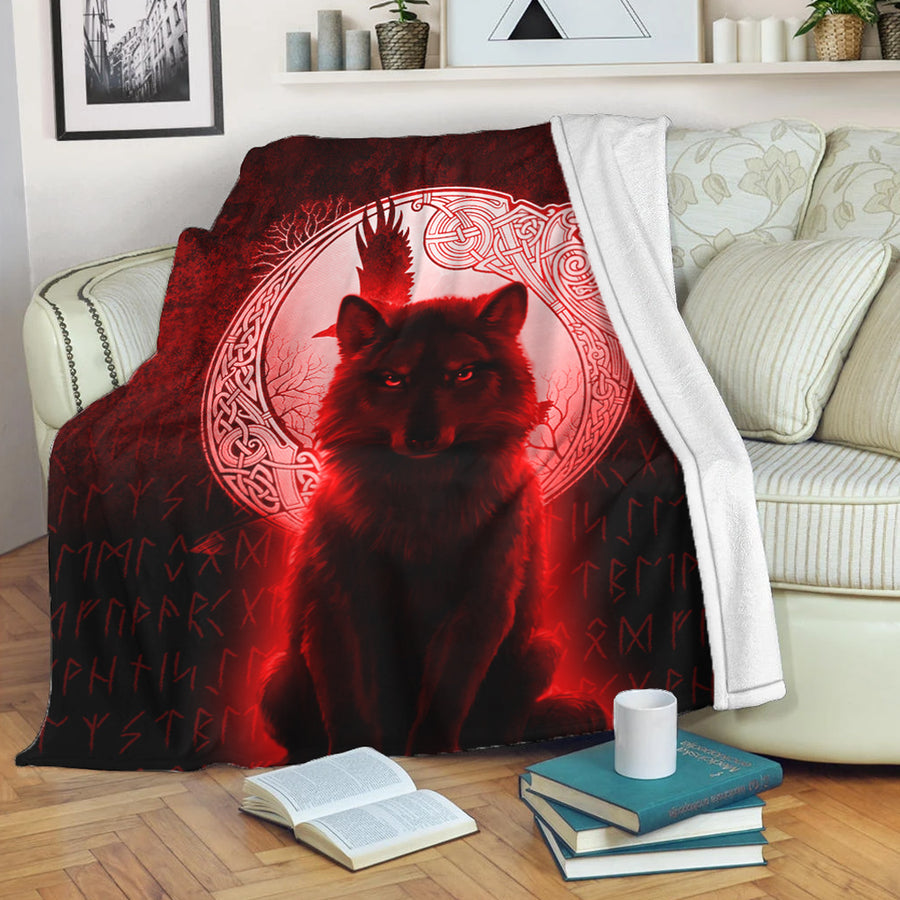 Ligerking Premium Blanket - Fenrir Viking Wolf - Red Version Premium Blanket A7