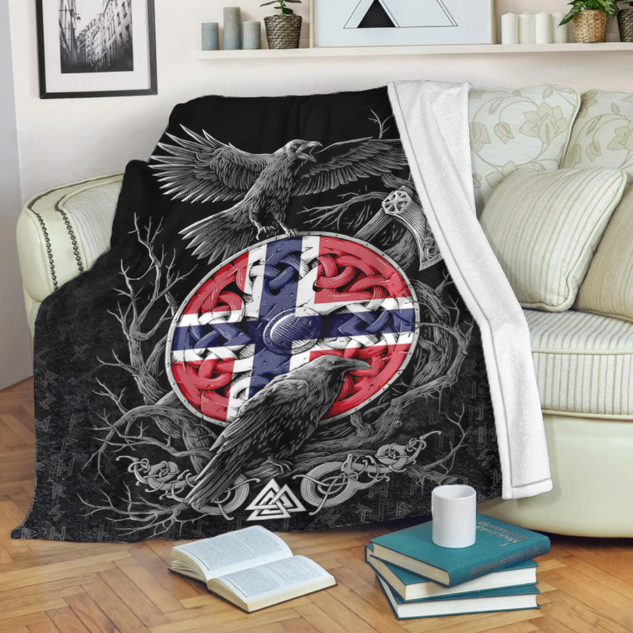 Ligerking Premium Blanket - Norway Raven Odin Viking Country Premium Blanket A95