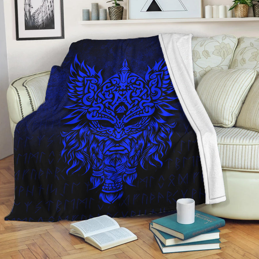 Ligerking Premium Blanket - Odin The Allfather Asgard God And Chief Of Aesir - Blue Version Premium Blanket A7