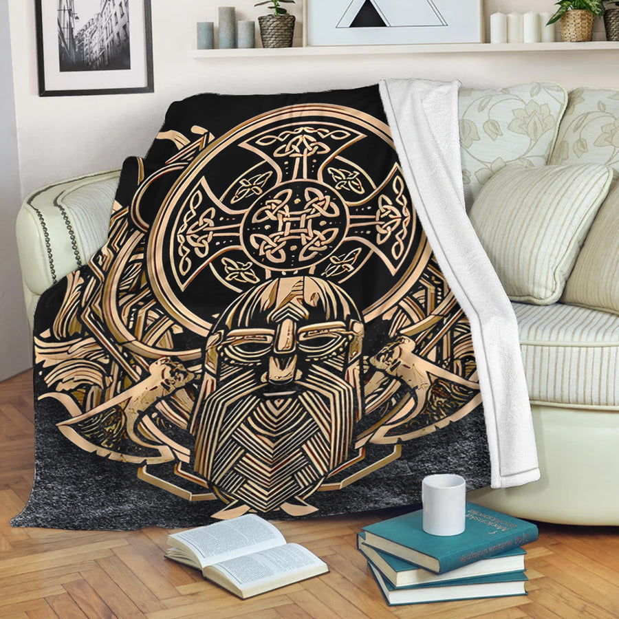 Ligerking Premium Blanket - Celtic Odin Axe Viking Premium Blanket A95
