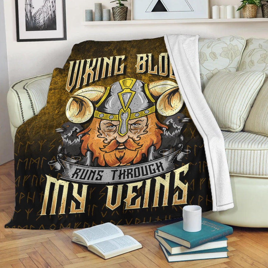 Ligerking Premium Blanket - Viking Blood Runs Through My Veins Premium Blanket A7