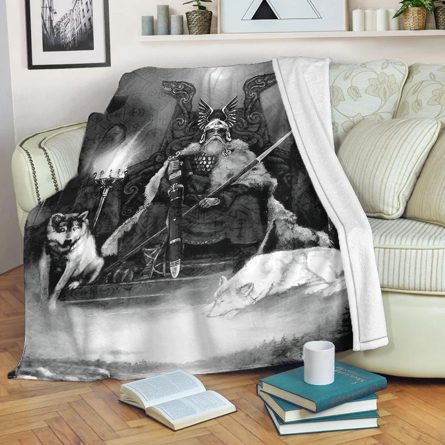 Ligerking Premium Blanket - King Odin Viking Wolf Premium Blanket A95