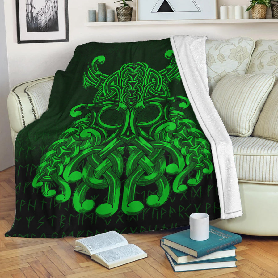 Ligerking Premium Blanket - Vikings Odin Valhalla - Green Version Premium Blanket A7