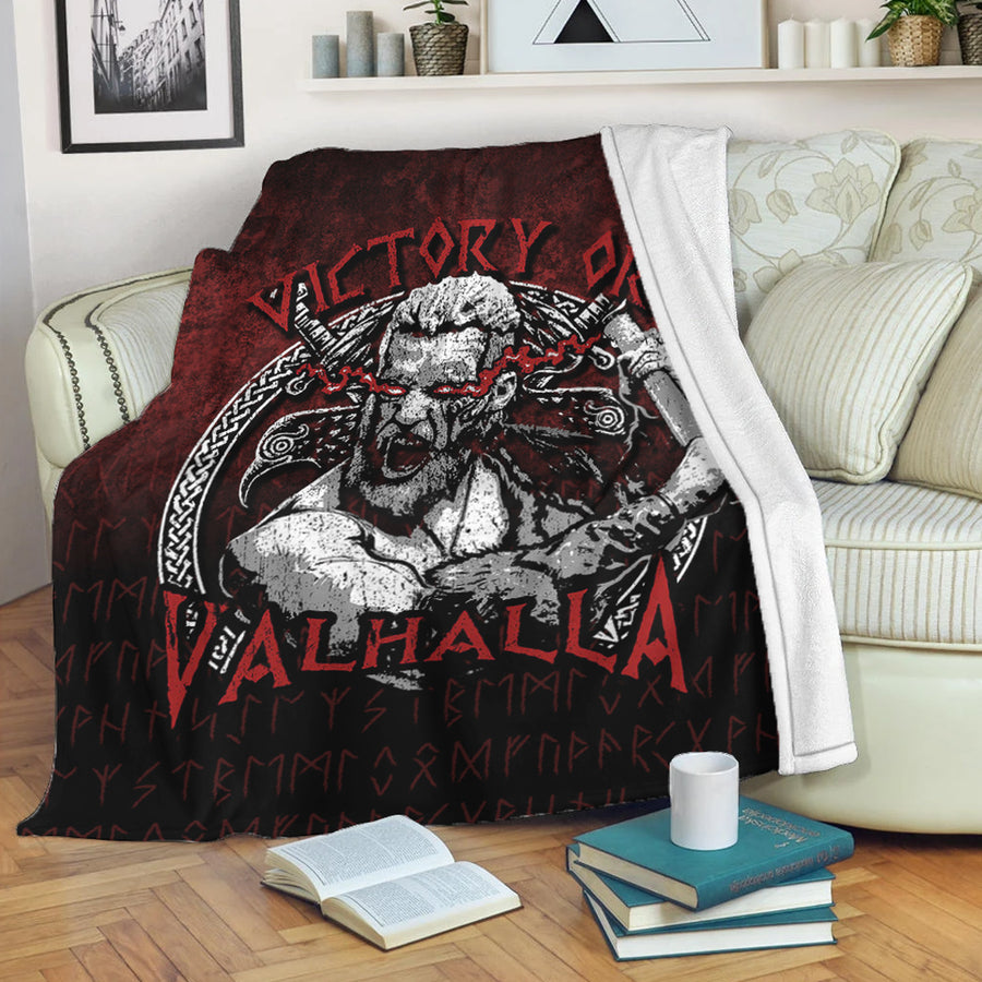 Ligerking Premium Blanket - Axe Warrior Raven Odin Thor Victory Or Valhalla Premium Blanket A7