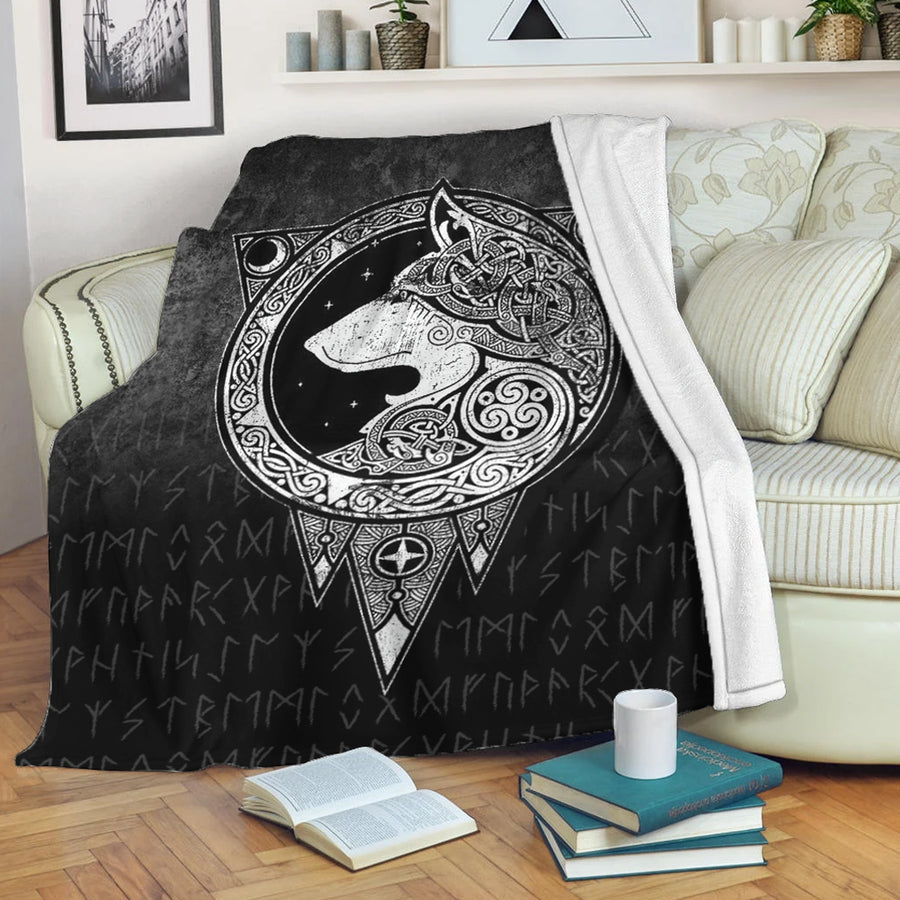 Ligerking Premium Blanket - Viking Norse Wolf Premium Blanket A7