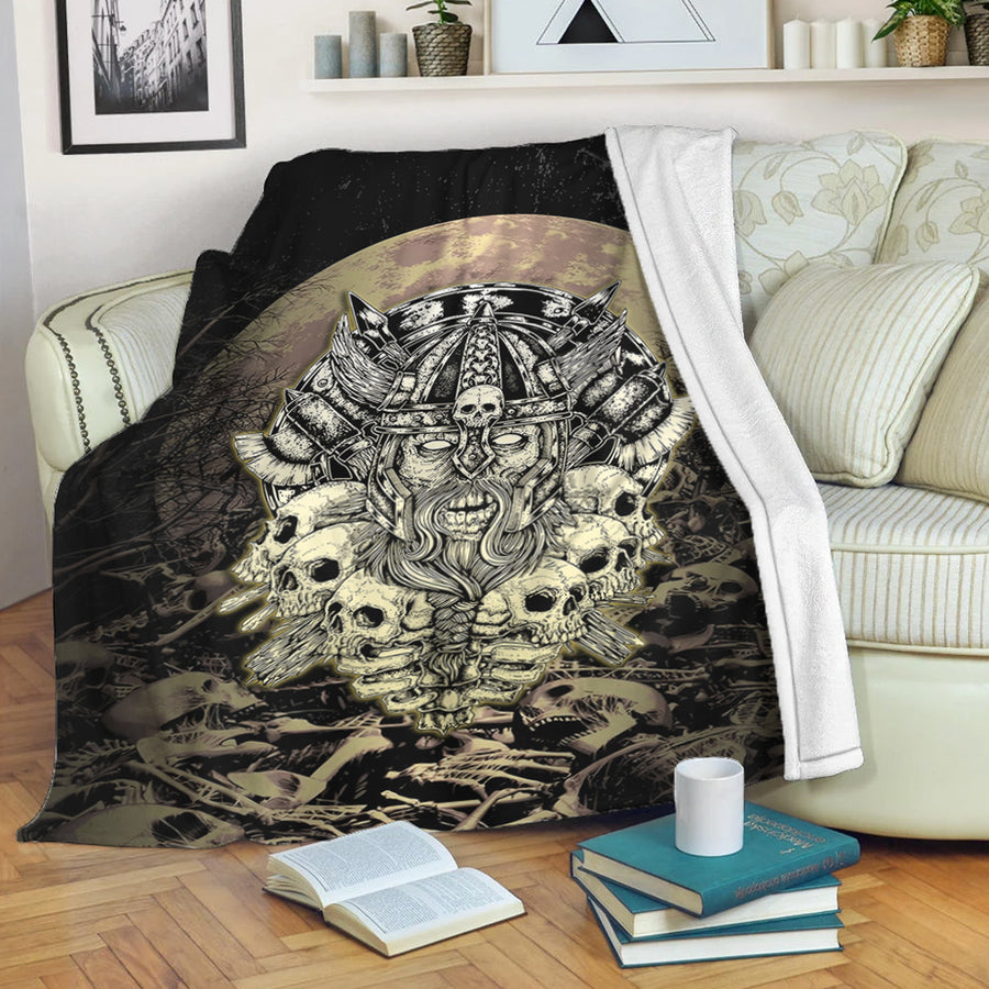 Ligerking Premium Blanket - Viking Warrior Old and Skull Premium Blanket A35
