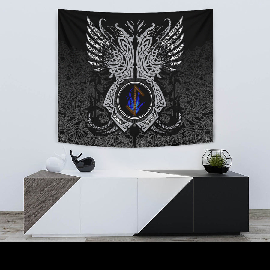 Ligerking Tapestry - Eihwaz Rune, Raven Tattoo A31