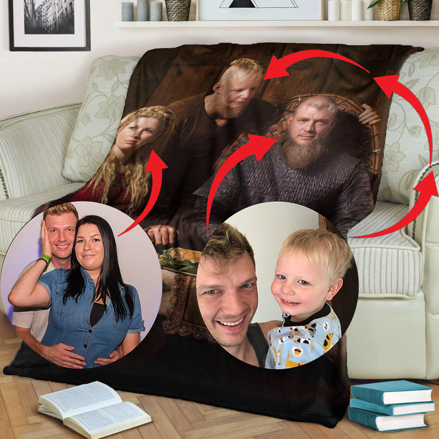 Ligerking Personailzed - Personal Portrait In The Picture Family of Three Ligerking Premium Blanket A35