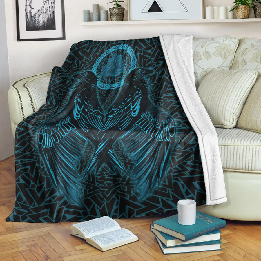 Ligerking Premium Blanket Raven Valknut Cyan A15