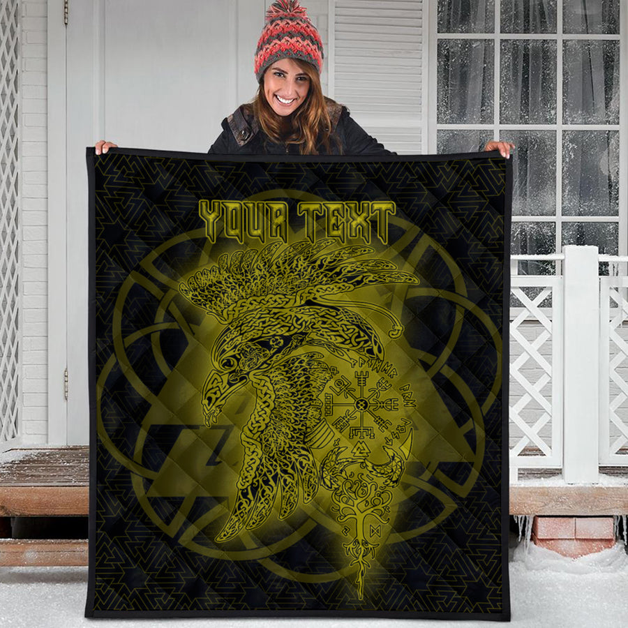 Ligerking Quilt - Valknut Raven Gold Viking Homeset Quilt A95