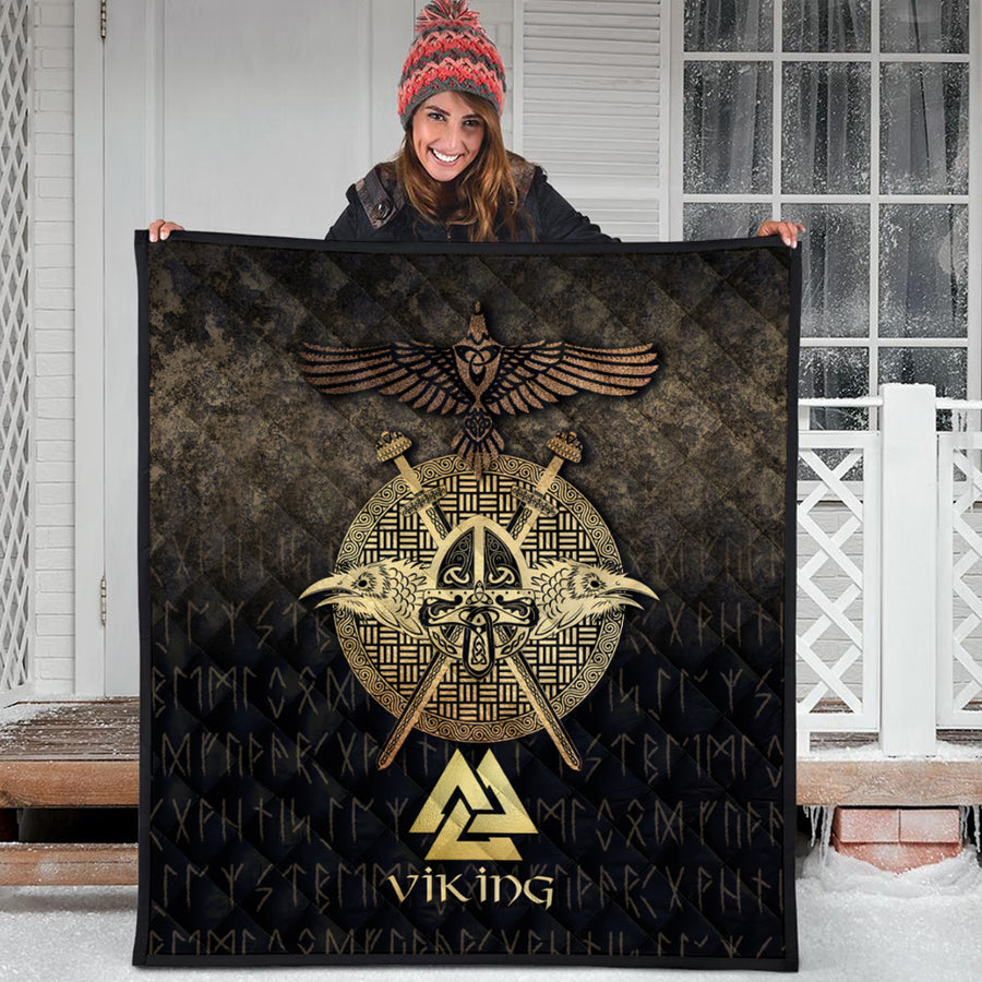 Ligerking Quilt - Vikings- Golden- Raven Quilt A7