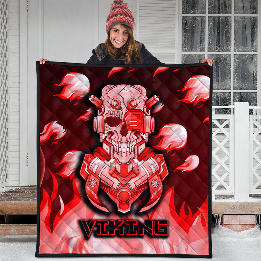 Ligerking Quilt - Viking 3D Warrior Robo Fire Red Pattern Quilt A35