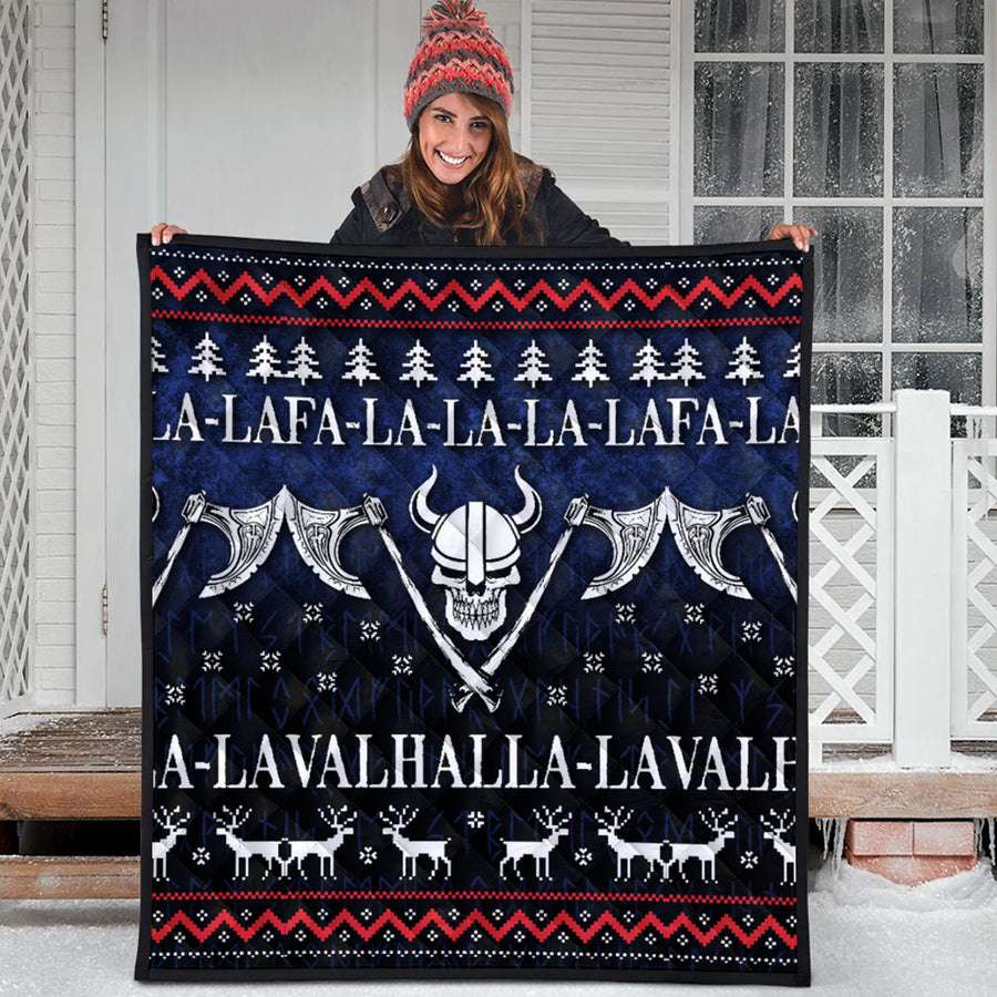 Ligerking Quilt - Ugly Christmas Viking Fa La La La La Valhalla La Quilt A7