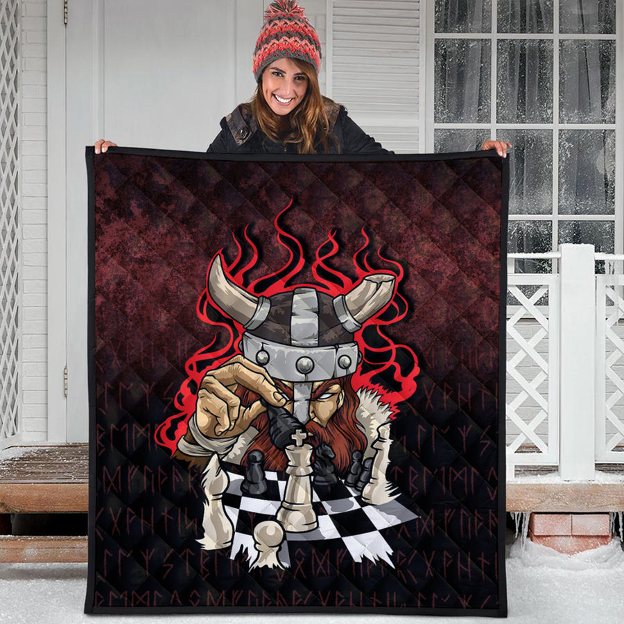 Ligerking Quilt - Brave Viking With Chessboard Chess Quilt A7