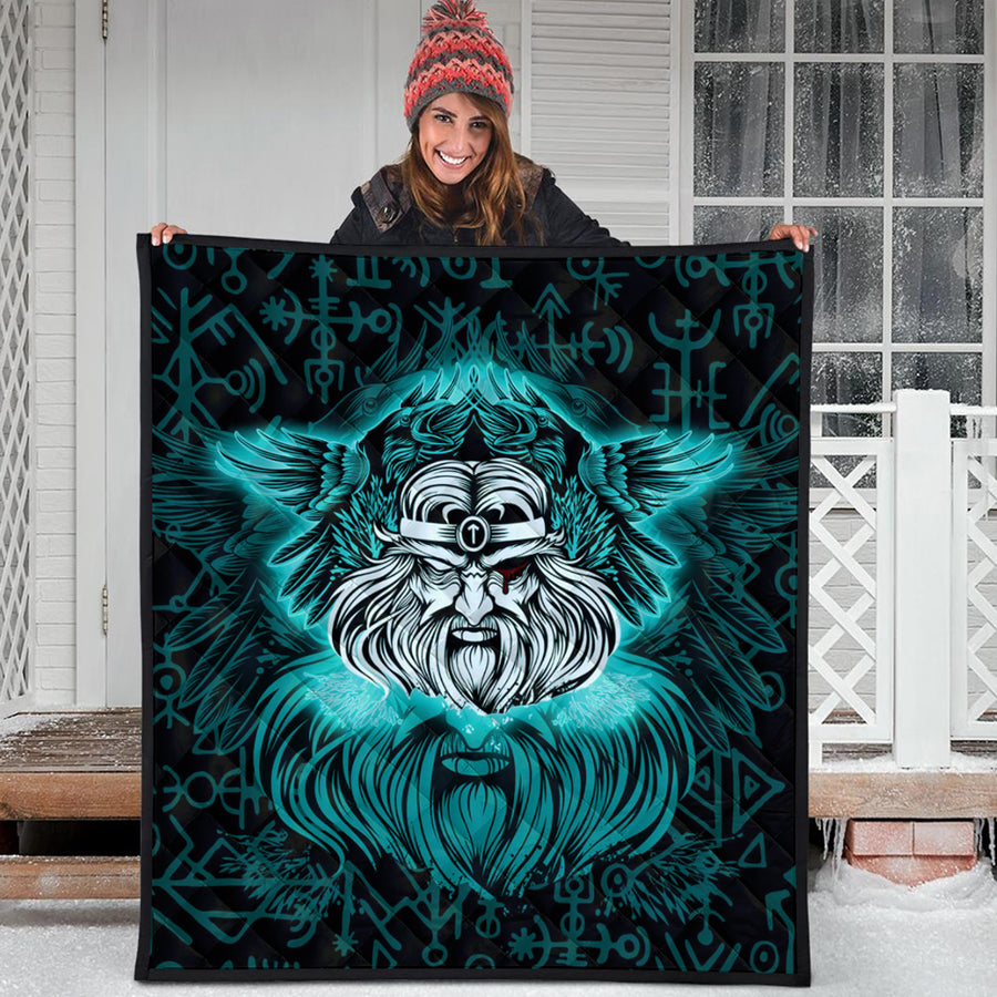 Ligerking Quilt -Viking Odin Turquoise Quilt A95
