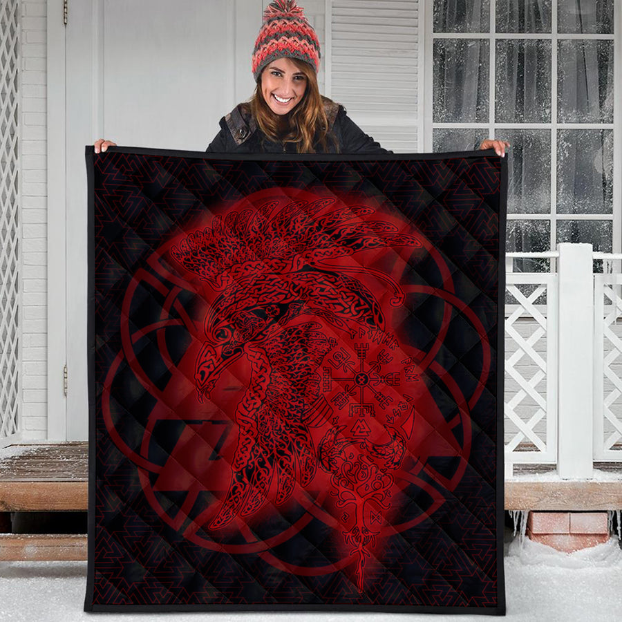 Ligerking Quilt -Raven Valknut Red Viking Homeset Quilt A95