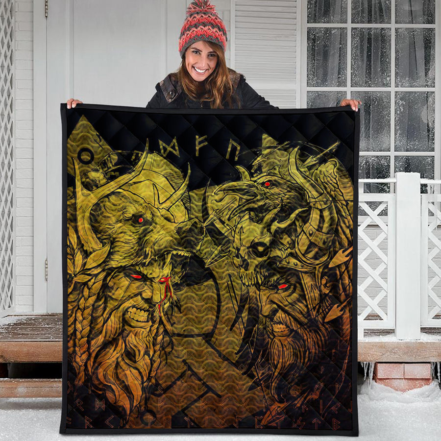 Ligerking Quilt - Norse Warrior Berserker Gold Quilt A94