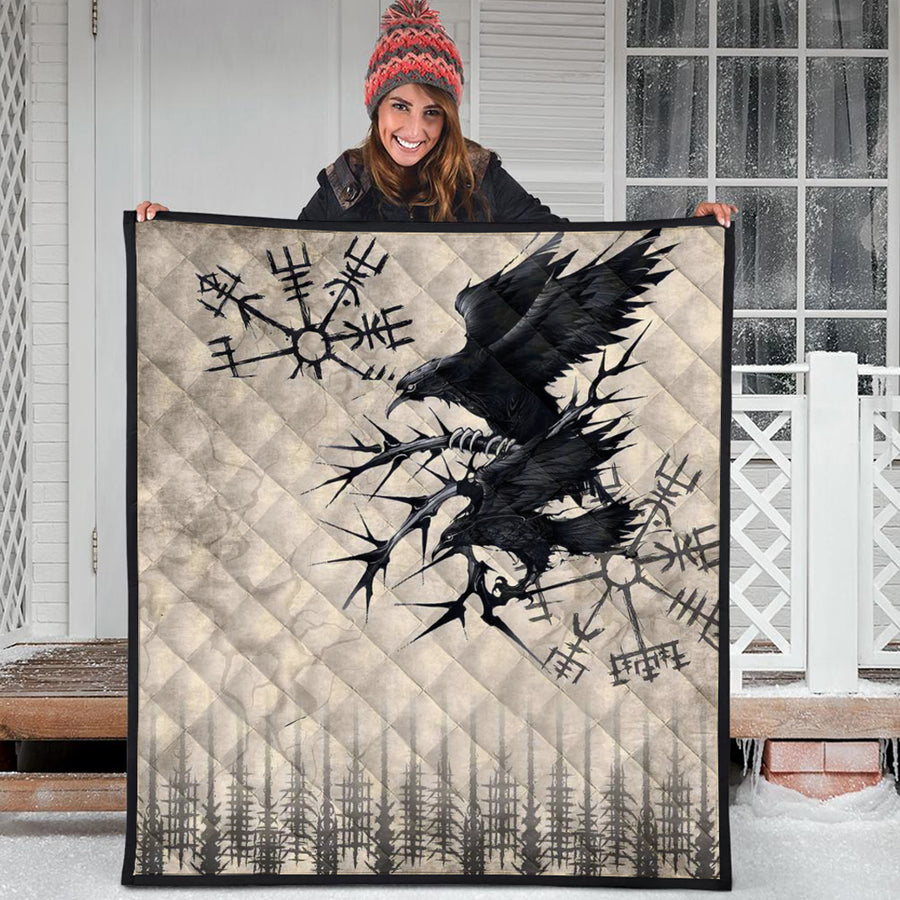 Ligerking Quilt - Raven and Vegvisir Vintage Style Quilt A94