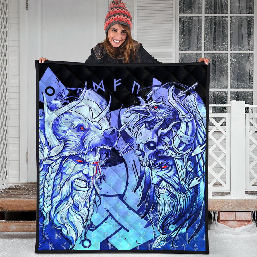 Ligerking Quilt - Norse Warrior Berserker Blue Quilt A94