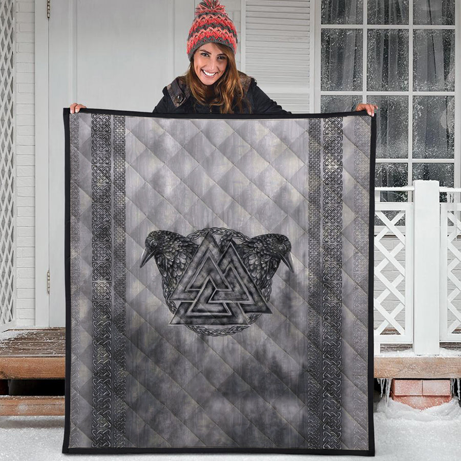 Ligerking Quilt - Viking Valknut and Raven Power Quilt A7
