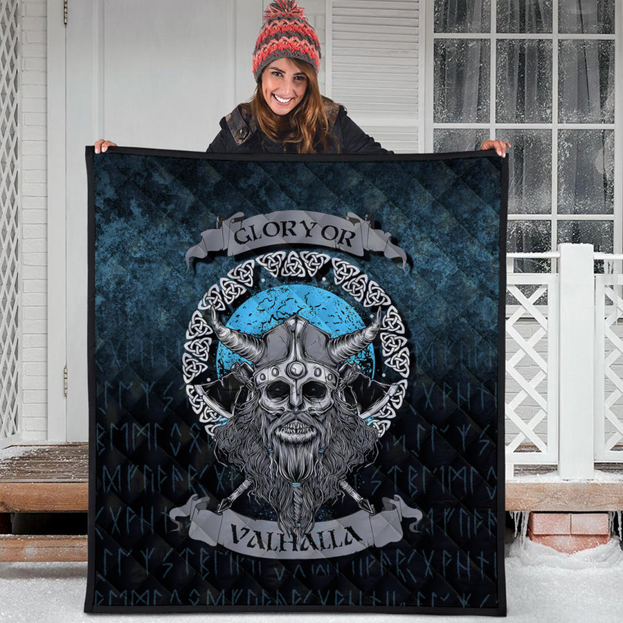 Ligerking Quilt -Glory or Valhalla Viking Skull Quilt A7