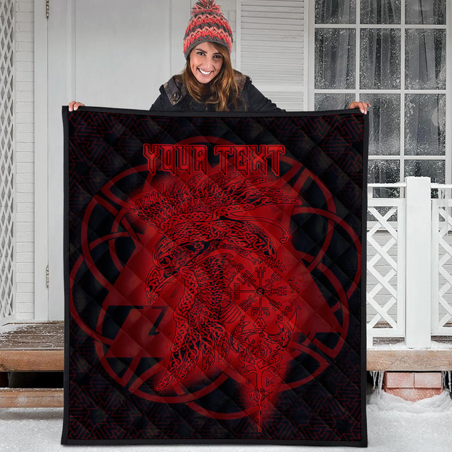 Ligerking Quilt - Valknut Raven Red Viking Homeset Quilt A95
