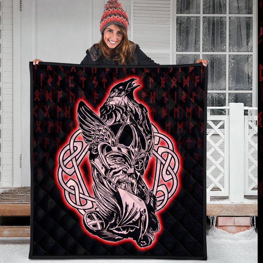 Ligerking Quilt -Odin Raven Viking Set Red Quilt A95