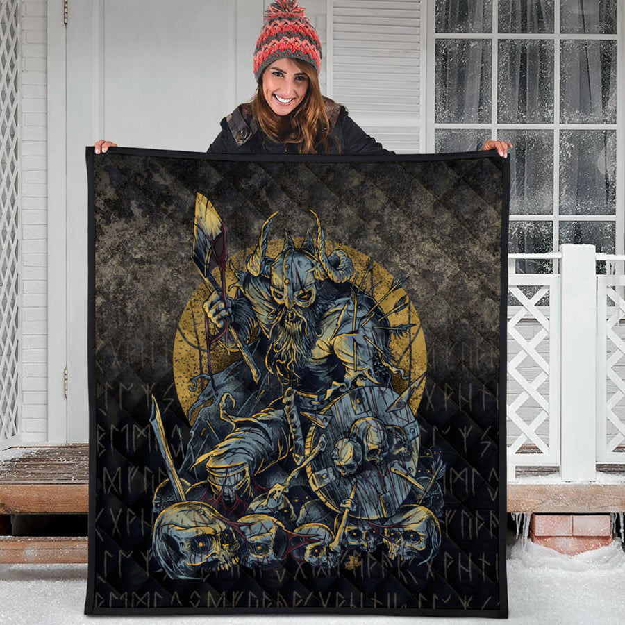 Ligerking Quilt - Viking-Warrior-with-Skulls Quilt A7