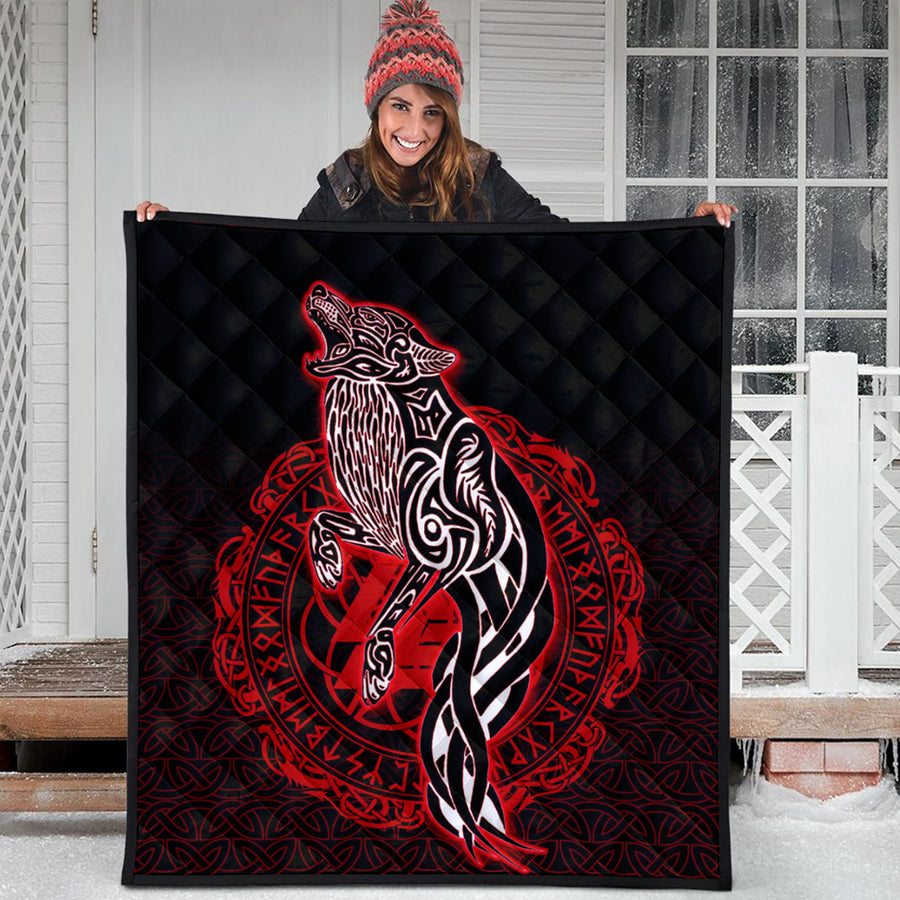 Ligerking Quilt -Wolf Viking Red Quilt A95