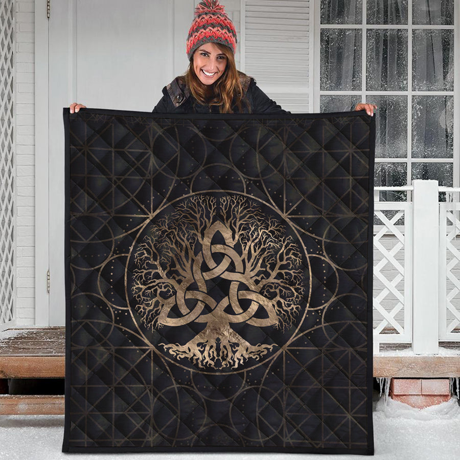 Ligerking Quilt - Tree of Life Yggdrasil with Triquetra Quilt A7