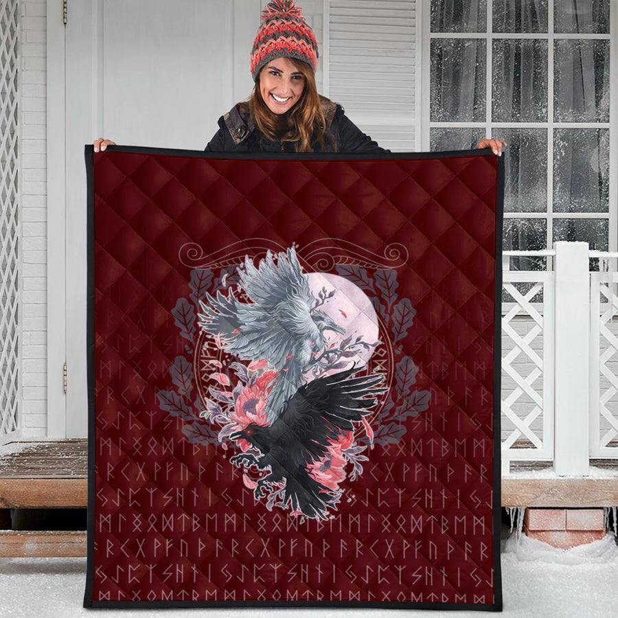 Ligerking Quilt - Raven Black and White Red Yggdrasil HS Quilt A35