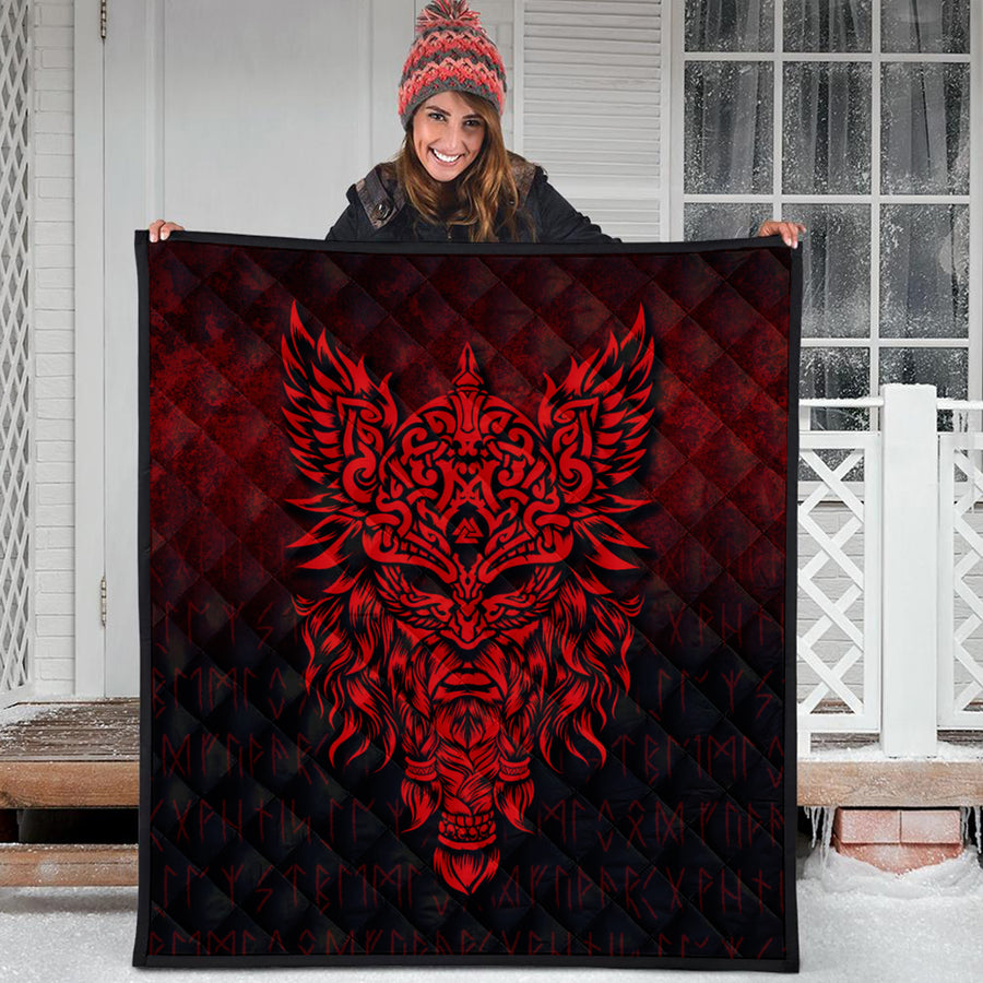 Ligerking Quilt - Odin The Allfather Asgard God And Chief Of Aesir - Red Version Quilt A7