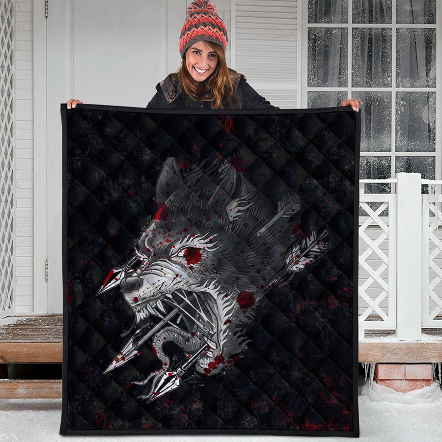 Ligerking Quilt - Fenrir Wolf Arrow and Blood Quilt A35