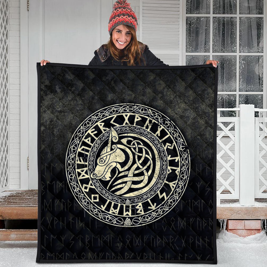 Ligerking Quilt - Viking Wolf - Gold Version Quilt A7