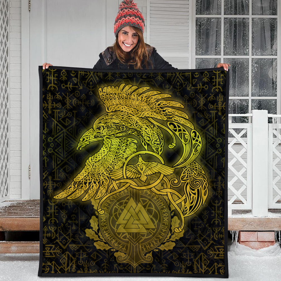 Ligerking Quilt -Raven Celtic Special Yellow Viking Homeset Quilt A95