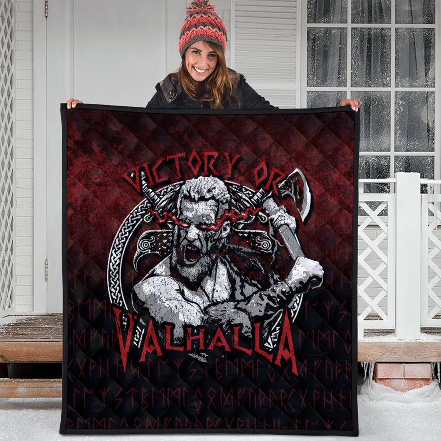 Ligerking Quilt - Axe Warrior Raven Odin Thor Victory Or Valhalla Quilt A7