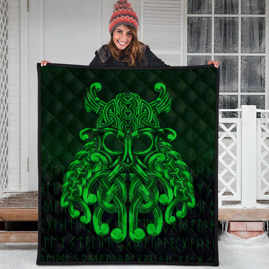 Ligerking Quilt - Vikings Odin Valhalla - Green Version Quilt A7