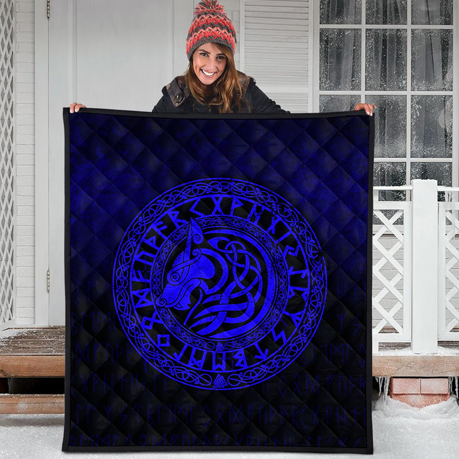 Ligerking Quilt - Viking Wolf - Blue Version Quilt A7