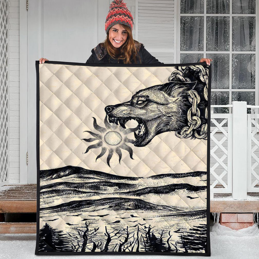 Ligerking Quilt - Viking Wolf Skoll Vintage Style Quilt A35