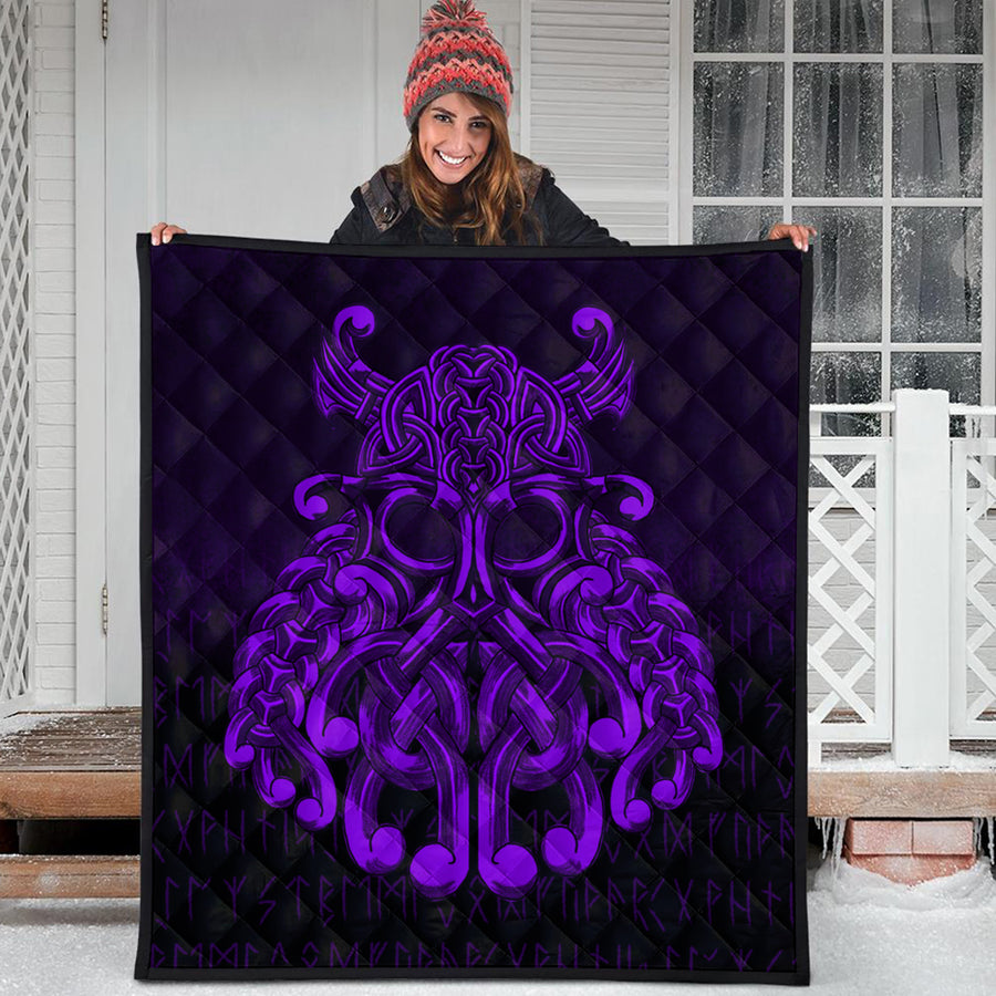 Ligerking Quilt - Vikings Odin Valhalla - Purple Version Quilt A7