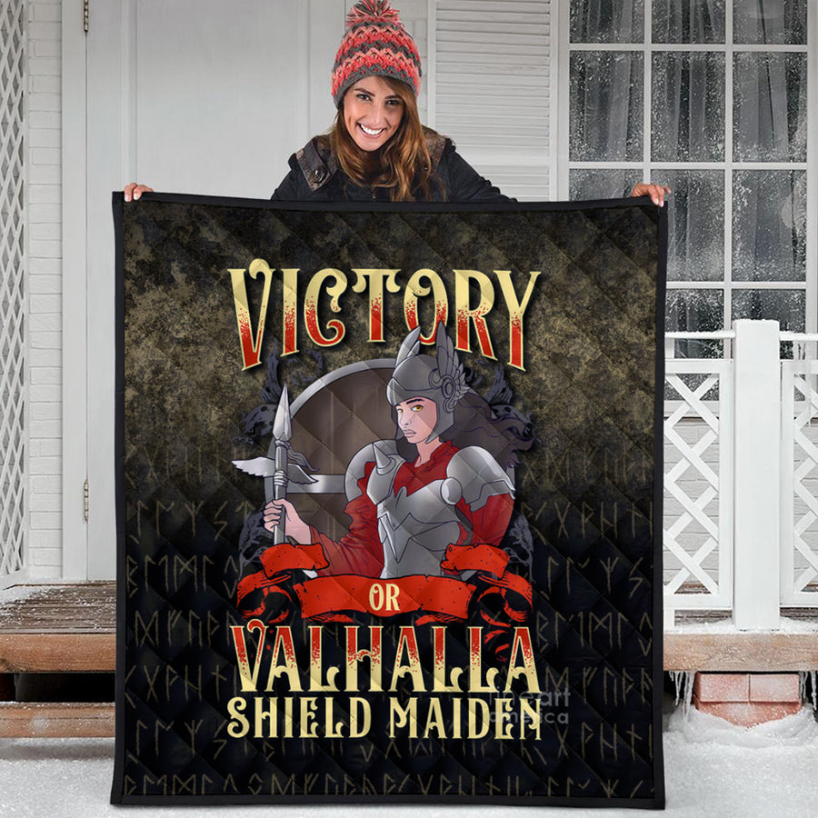 Ligerking Quilt -Cute Victory Or Valhalla Shield Maiden Norse Viking Warrior Quilt A7