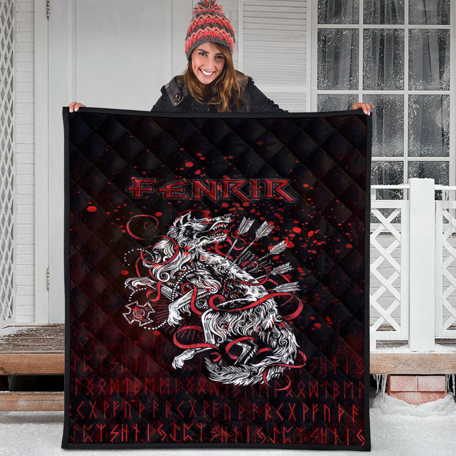 Ligerking Quilt - Fenrir and Arrow on Blood Background Quilt A35